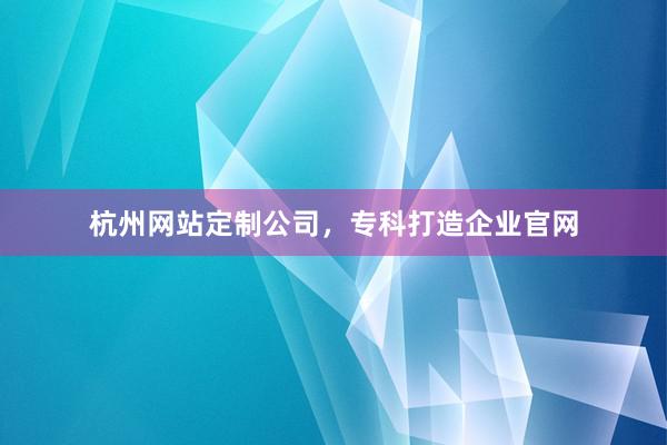 杭州网站定制公司,专科打造企业官网